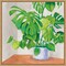 Monstera Houseplant on Grey by Mary Urban 16-in. W x 16-in. H. Canvas Wall Art Print Framed in Natural